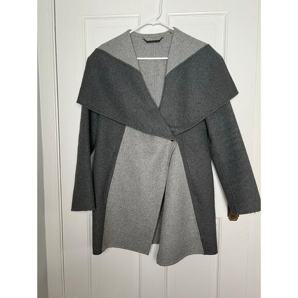 Diane Von Furstenberg Womens XS Shannon Jacket Wool Blend Gray Colorblock Felted - Picture 2 of 16